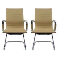 Pack de 2 chaises de salon ou de bureau ISAAC en métal et éco-cuir H95x50x45cm