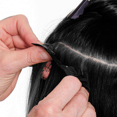 Extension 4 clips cheveux noirs ondulés de 50 cm de longueur Bande de cheveux