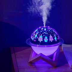 Diffuseur humidificateur Lampe LED Paysage de Noël avec support en bois