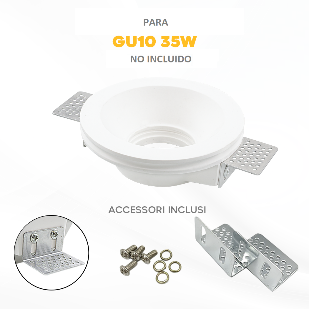 Douille encastrée en plâtre GS-5007 ronde blanche avec connexion GU10