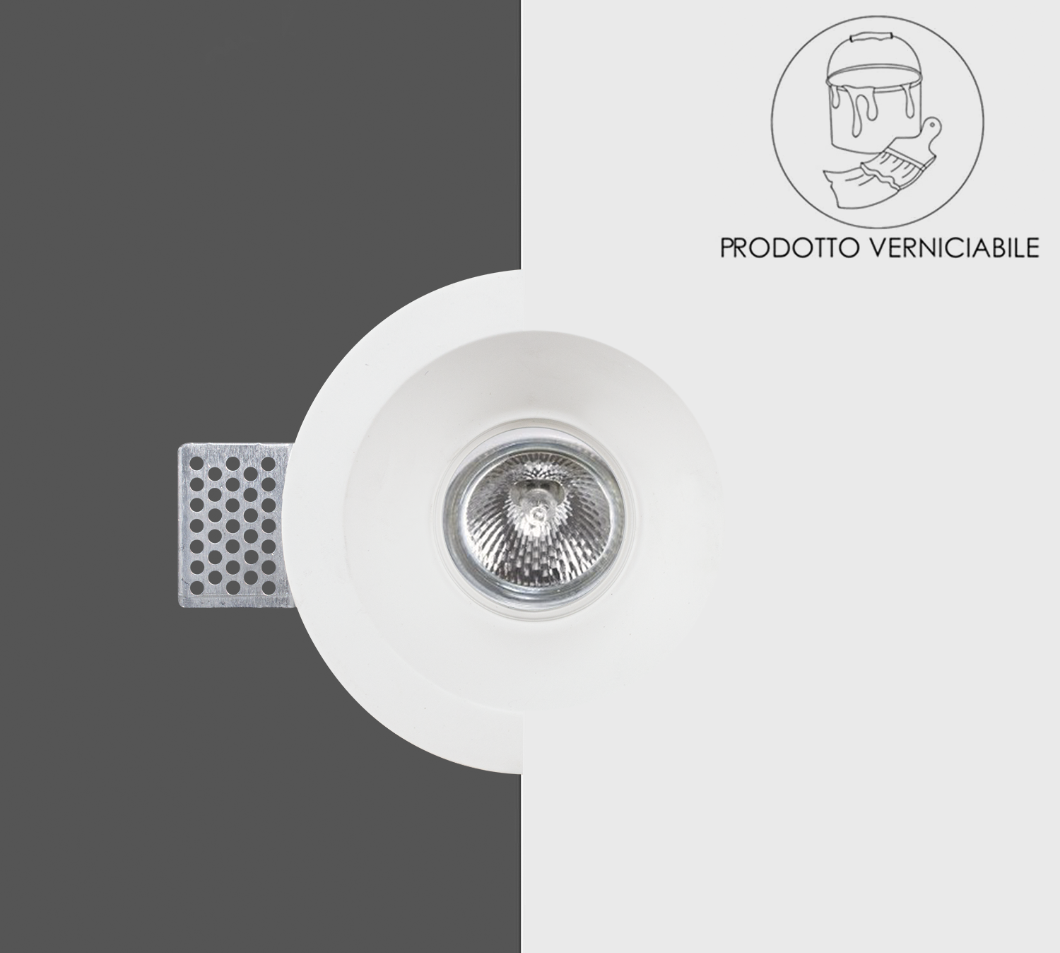 Douille encastrée en plâtre GS-5007 ronde blanche avec connexion GU10