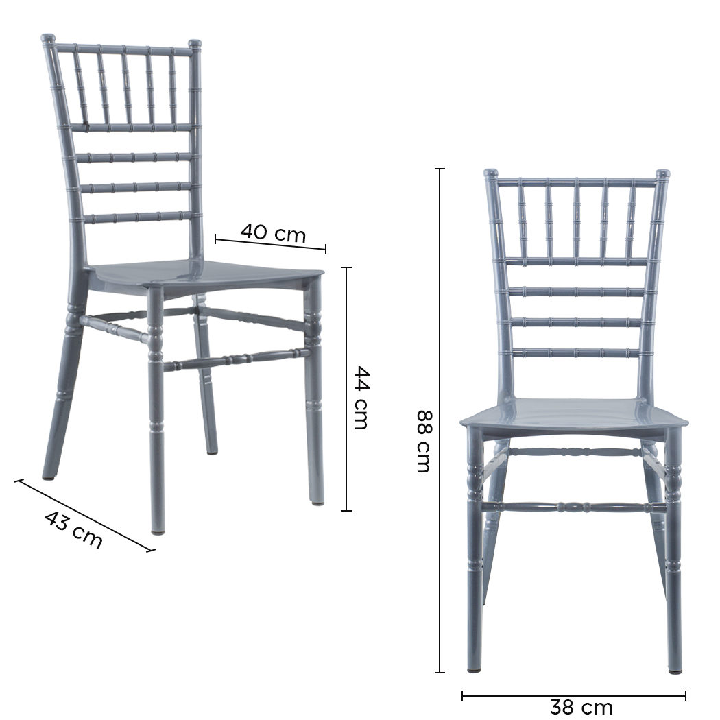 Pack 4 chaises Chiavari vintage grises Chaise Chiavarina Catering au classique