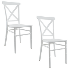 Ensemble 2 chaises Sidney blanches en polypropylène vintage pour la restauration