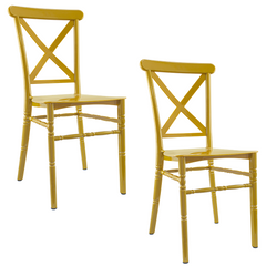 Ensemble 2 chaises Sidney Moutarde en polypropylène vintage pour restauration