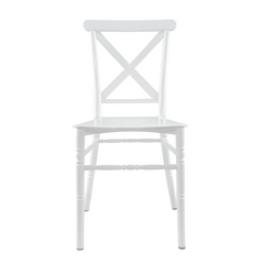 Ensemble 4 chaises Sidney blanches polypropylène vintage restauration événements