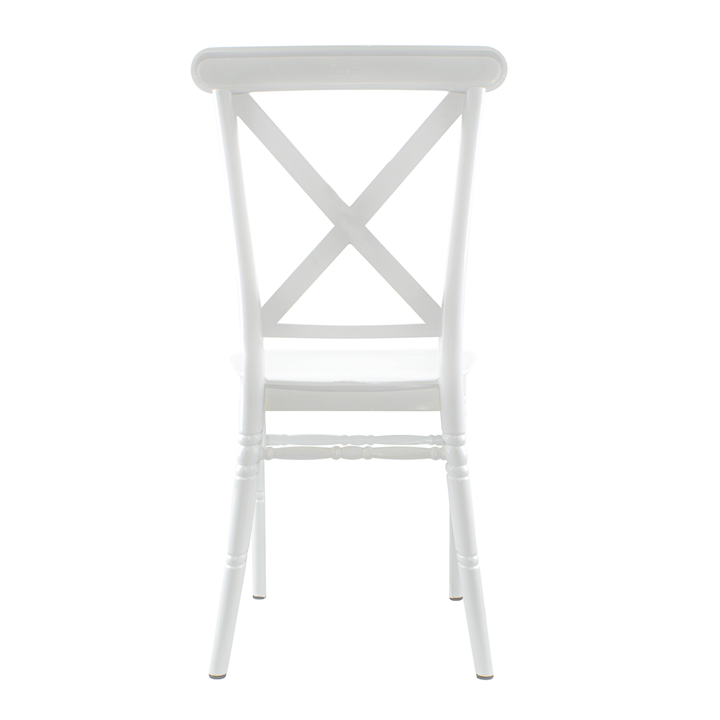 Ensemble 4 chaises Sidney blanches polypropylène vintage restauration événements