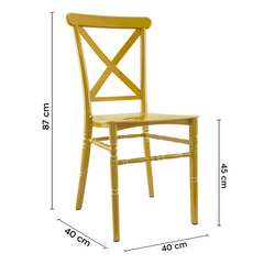 Ensemble 4 chaises Sidney Moutardepolypropylène vintage restauration événements