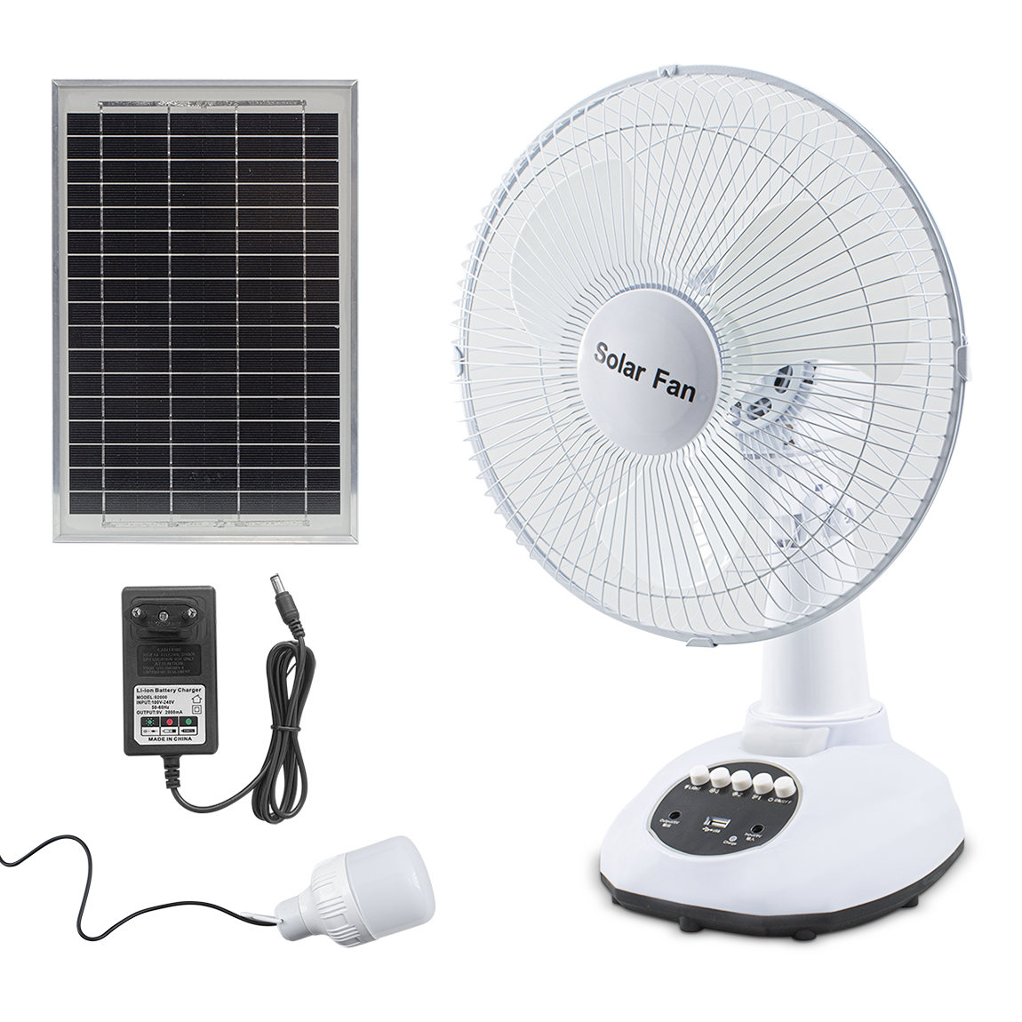 Ventilateur Portable avec Lumière d'Urgence Charge Solaire Idéal pour le Camping