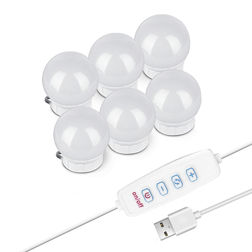 Jeu de 6 Lumières LED Réglables pour Miroir de Coiffeuse avec Câble USB
