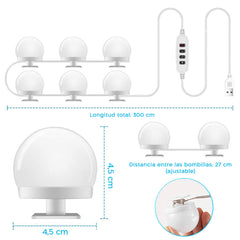Ensemble 10 ampoules LED pour coiffeuse avec régulateur d'intensité et câble USB