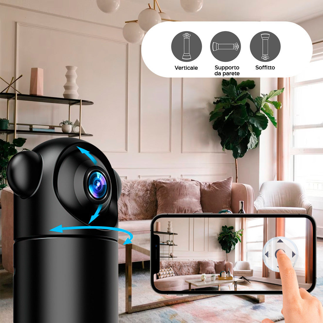 Mini caméra Rotation 180° Q-Sx82 Wi-Fi sans fil 1080p 4K Vision nocturne