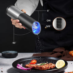 Moulin à sel et à poivre électrique alimenté batterie en acier bouton réglable