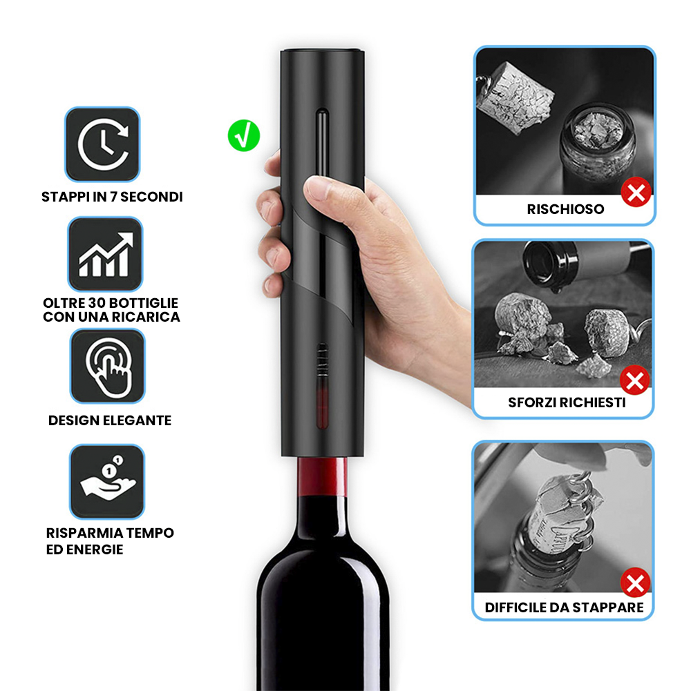 Ouvre-bouteille électrique à piles tire-bouchon automatique jeu vin bec verseur