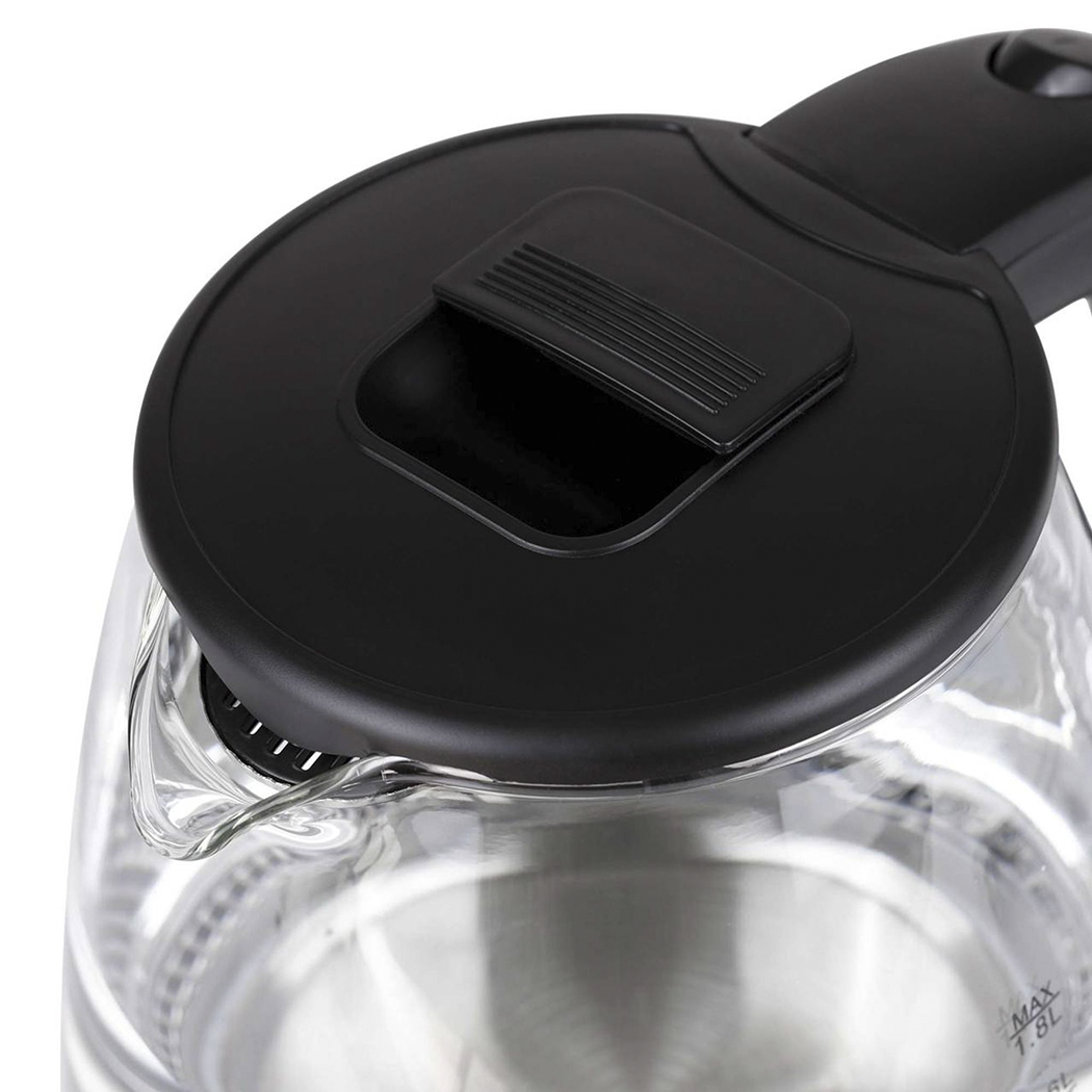 Bouilloire Électrique en Verre Borosilicate 1500W 1,8 lt Éclairage LED Bleu