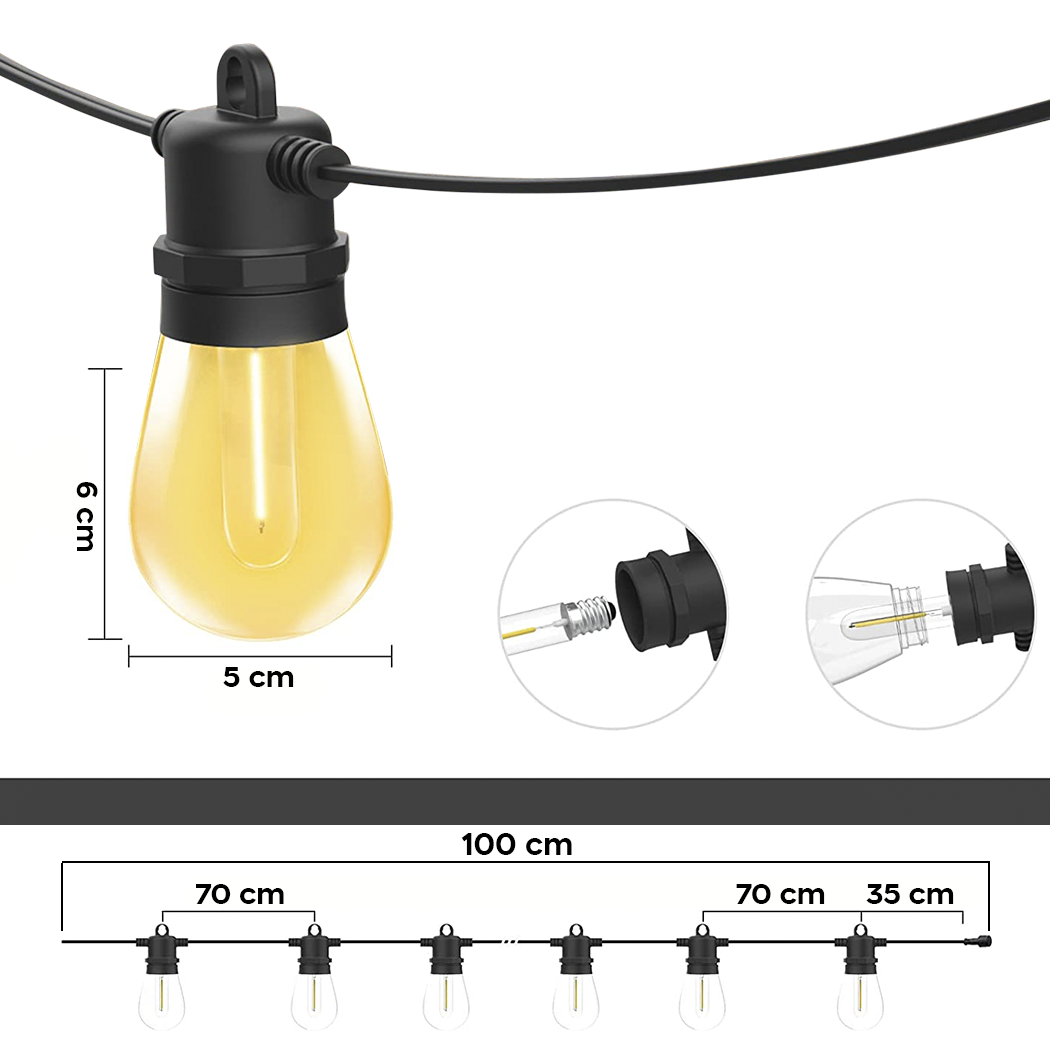 Guirlande lumineuse solaire rechargeable de 10 mètres à effet pluie multicolore