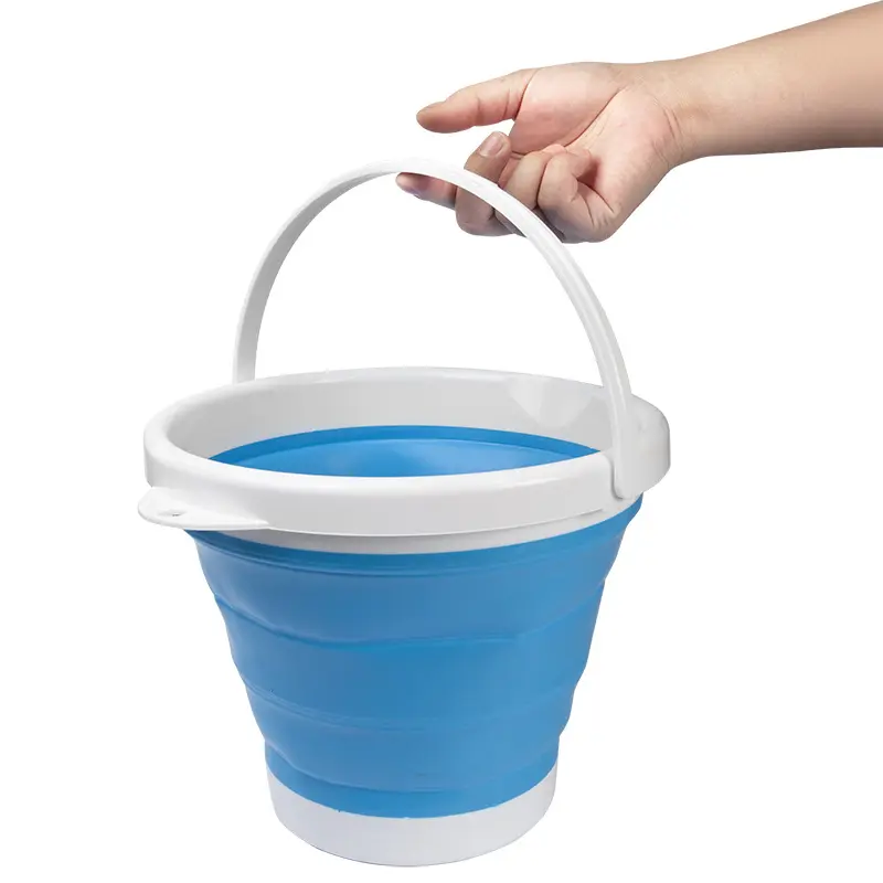 Seau pliable silicone capacité de 5L portable gain d'espace pour le camping