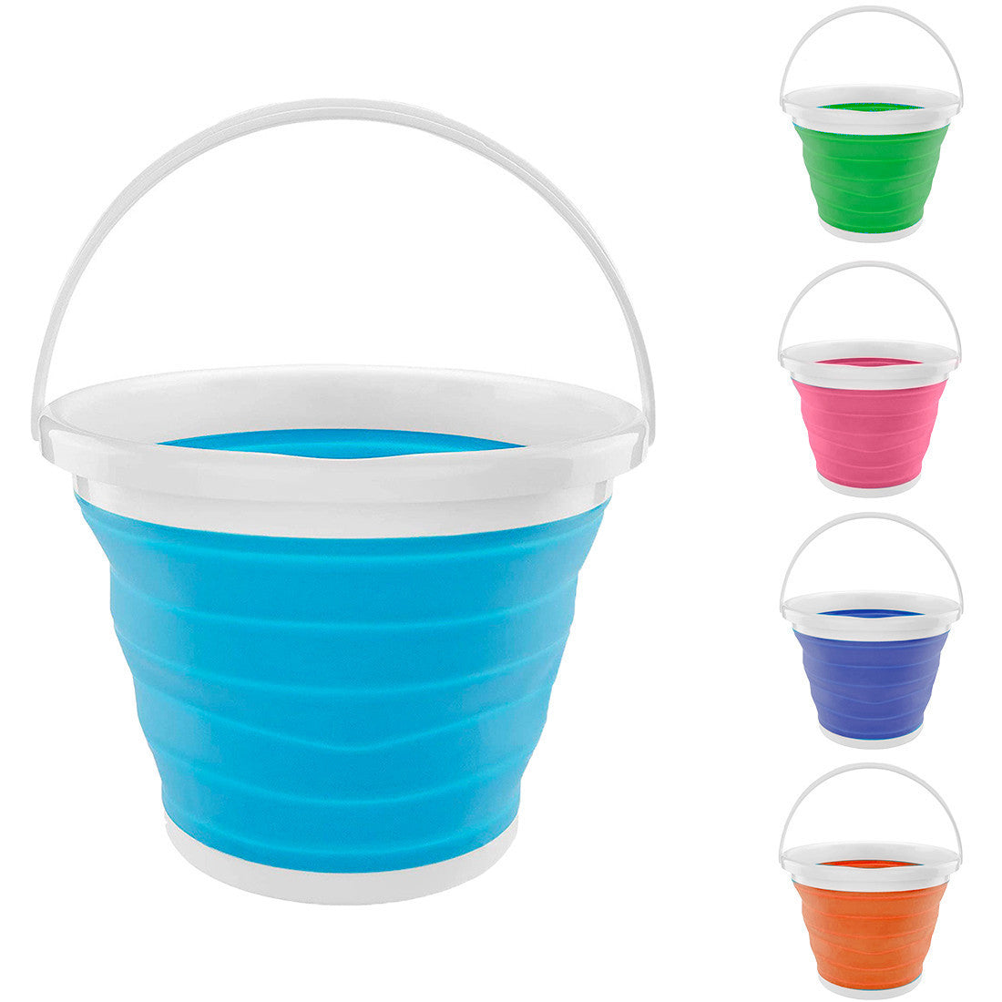 Seau pliable en silicone capacité  10L portable gain d'espace pour le camping