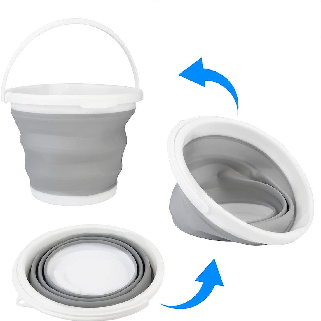 Seau pliable en silicone capacité  10L portable gain d'espace pour le camping