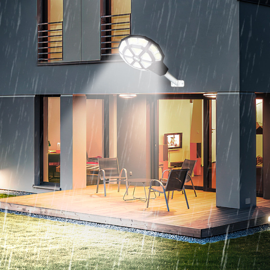 Lampe solaire de rue Jortan 500W IP66 Télécommande et minuterie