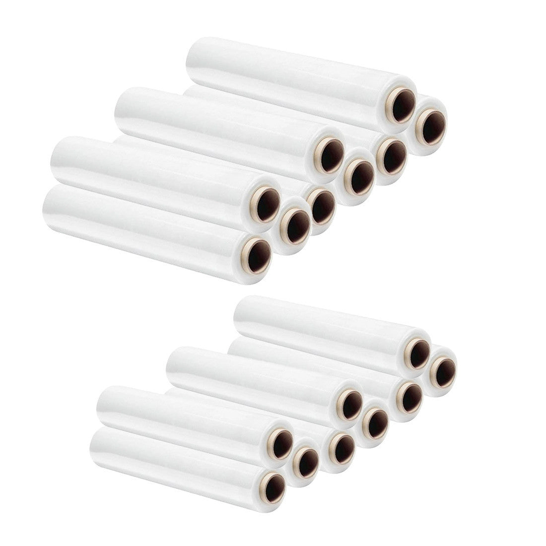 Pack 18 films étirables manuels blancs de 23 MY 3 mètres de long 2,4 kg, 500 mm