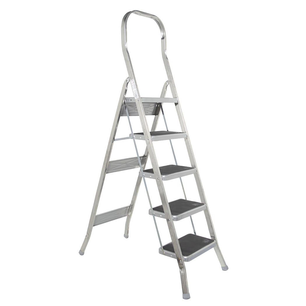 SCAB Échelle Aluminium 5 Marches 182cm art.762 Tabouret avec Crochet de Sécurité