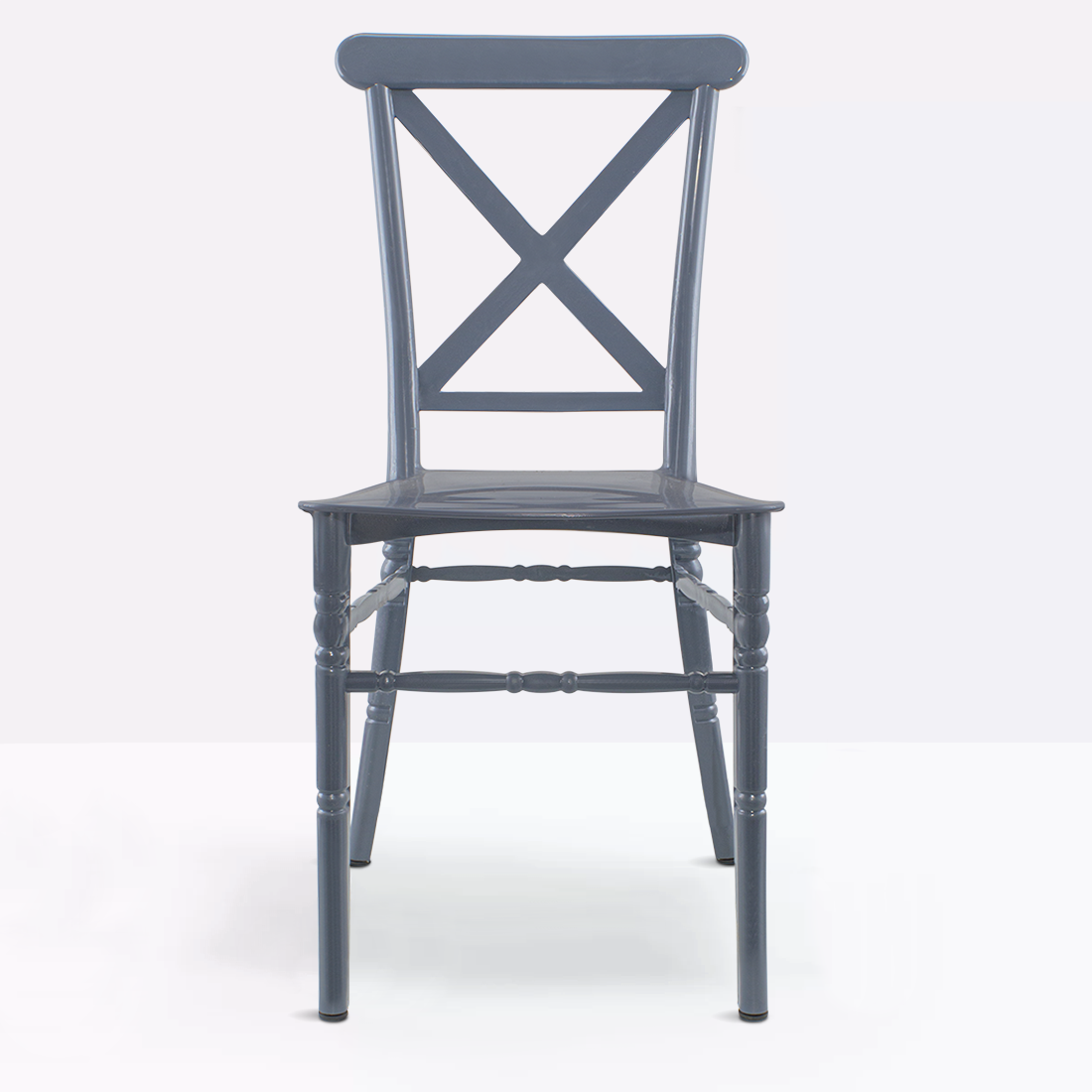 Set 2 chaises Sidney Grises polypropylène vintage pour restauration événements