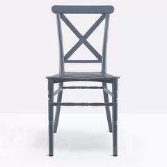 Set 2 chaises Sidney Grises polypropylène vintage pour restauration événements