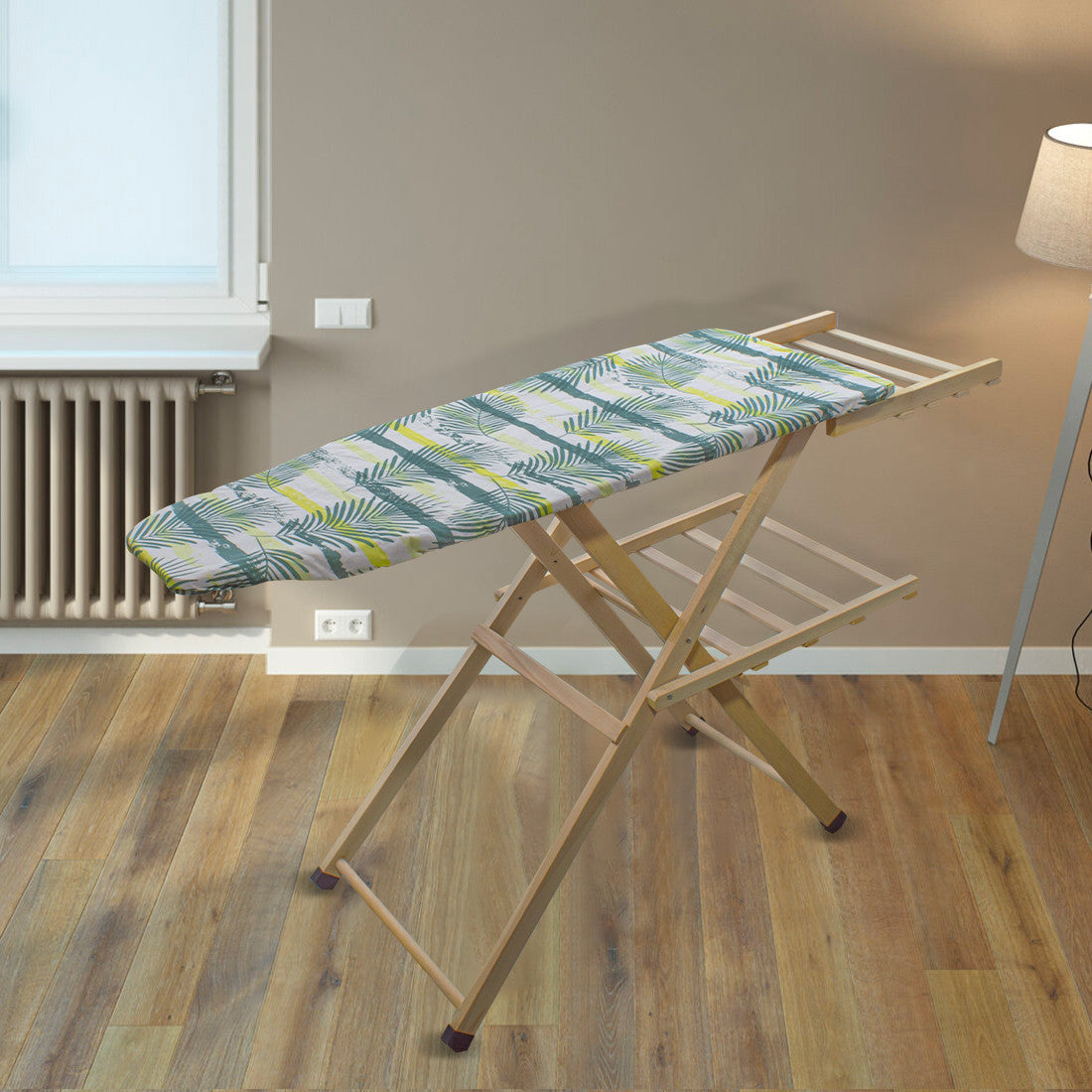 Table repasser en bois MARA pliable avec support pour fer à repasser 141x82x45cm
