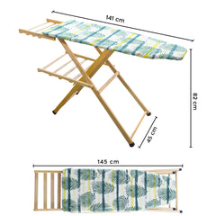 Table repasser en bois MARA pliable avec support pour fer à repasser 141x82x45cm