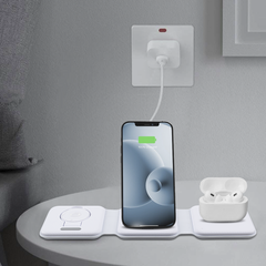 Base de charge magnétique 3 en 1 Chargeur sans fil pliable, deux couleurs