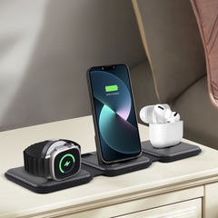 Base de charge magnétique 3 en 1 Chargeur sans fil pliable, deux couleurs