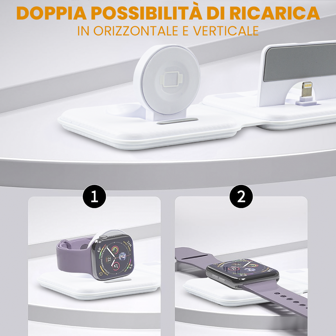Base de charge magnétique 3 en 1 Chargeur sans fil pliable, deux couleurs