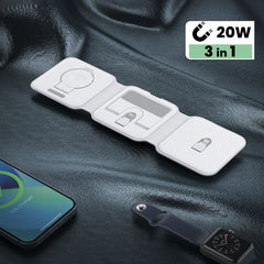 Base de charge magnétique 3 en 1 Chargeur sans fil pliable, deux couleurs