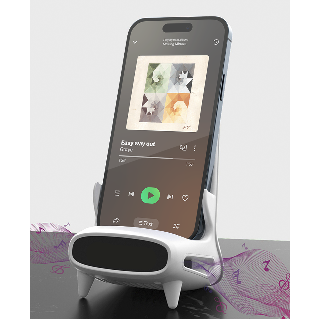 Le chargeur à induction sans fil amplifie le son pour les smartphones
