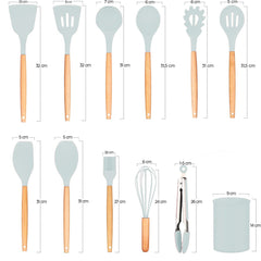 Set 12 ustensiles cuisine silicone qualité alimentaire antiadhésifs résistants