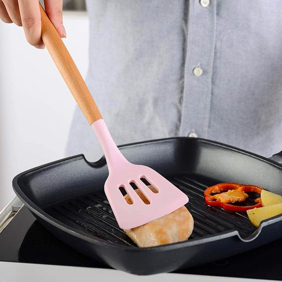 Set 12 ustensiles cuisine silicone qualité alimentaire antiadhésifs résistants