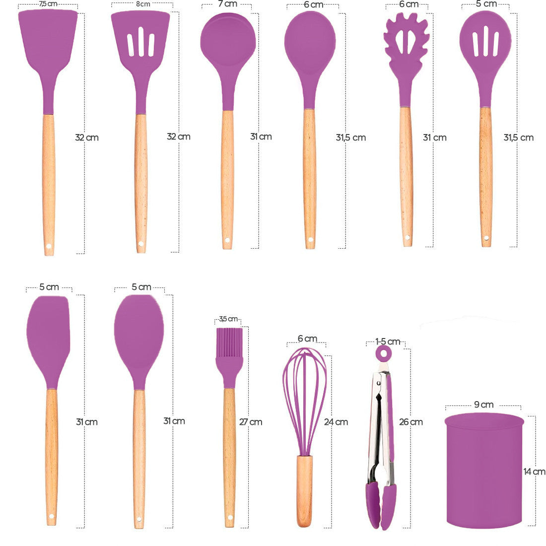 Set 12 ustensiles cuisine silicone qualité alimentaire antiadhésifs résistants