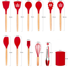 Set 12 ustensiles cuisine silicone qualité alimentaire antiadhésifs résistants