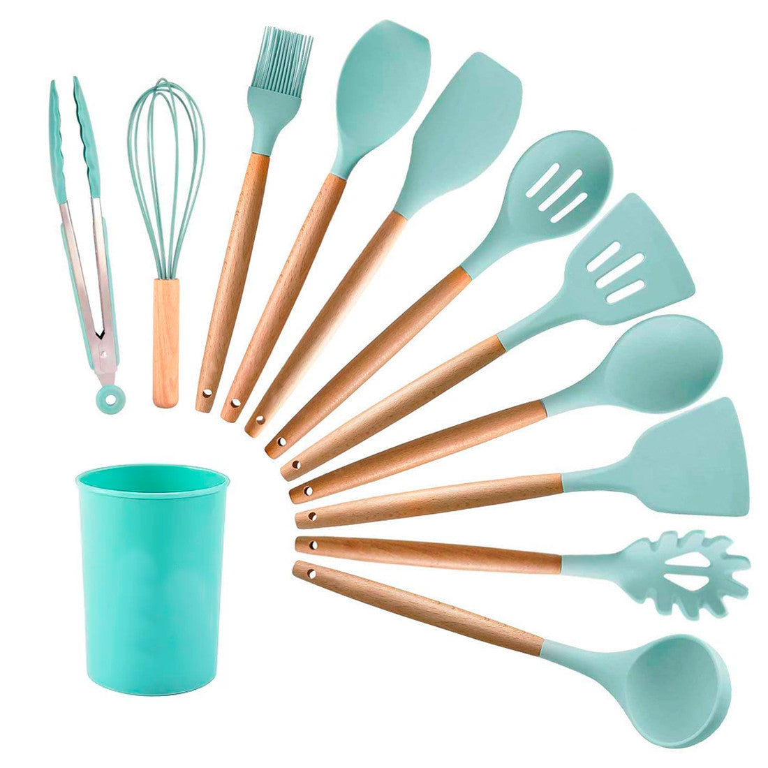 Set 12 ustensiles cuisine silicone qualité alimentaire antiadhésifs résistants
