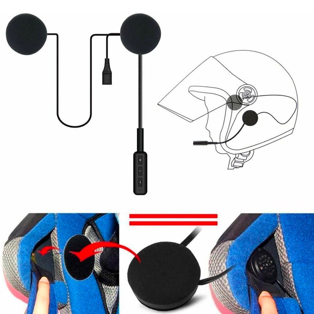 Écouteurs pour casque de moto avec Bluetooth et serre-tête pour les appels