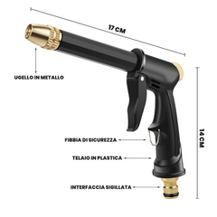 Tuyau de jardin en plastique de 5m avec pistolet multifonction, raccords et buse