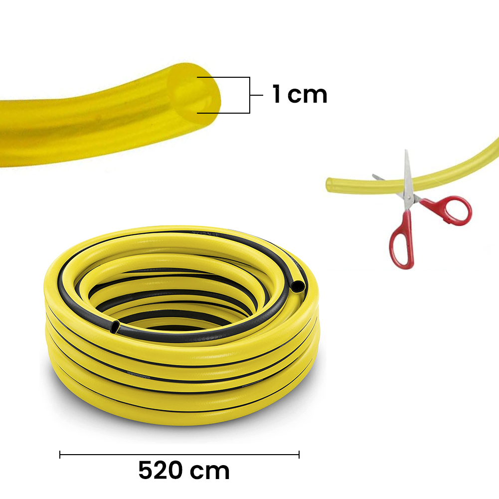 Tuyau de jardin en plastique de 5m avec pistolet multifonction, raccords et buse