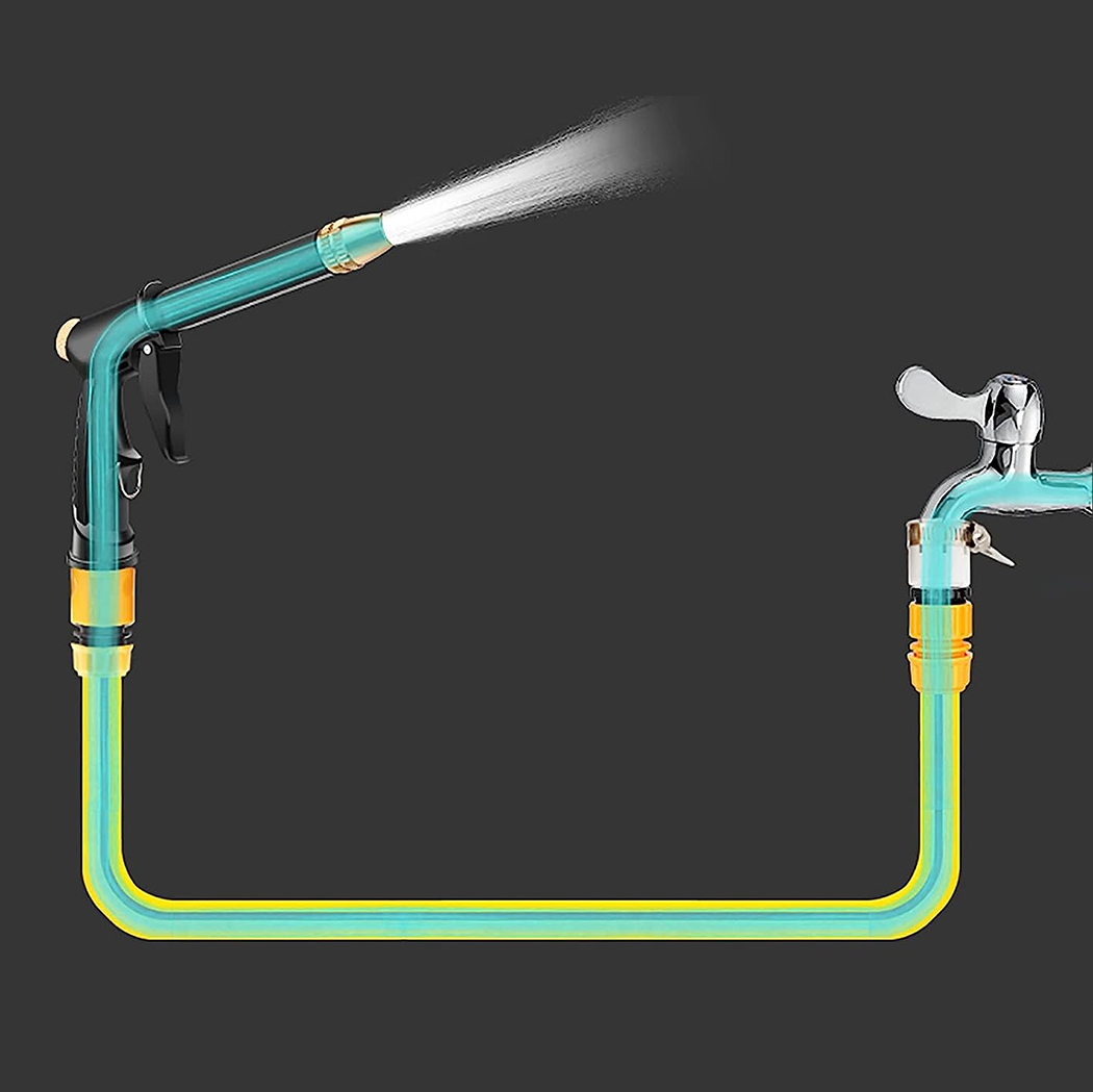 Tuyau de jardin en plastique de 5m avec pistolet multifonction, raccords et buse