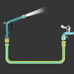 Tuyau de jardin en plastique de 5m avec pistolet multifonction, raccords et buse