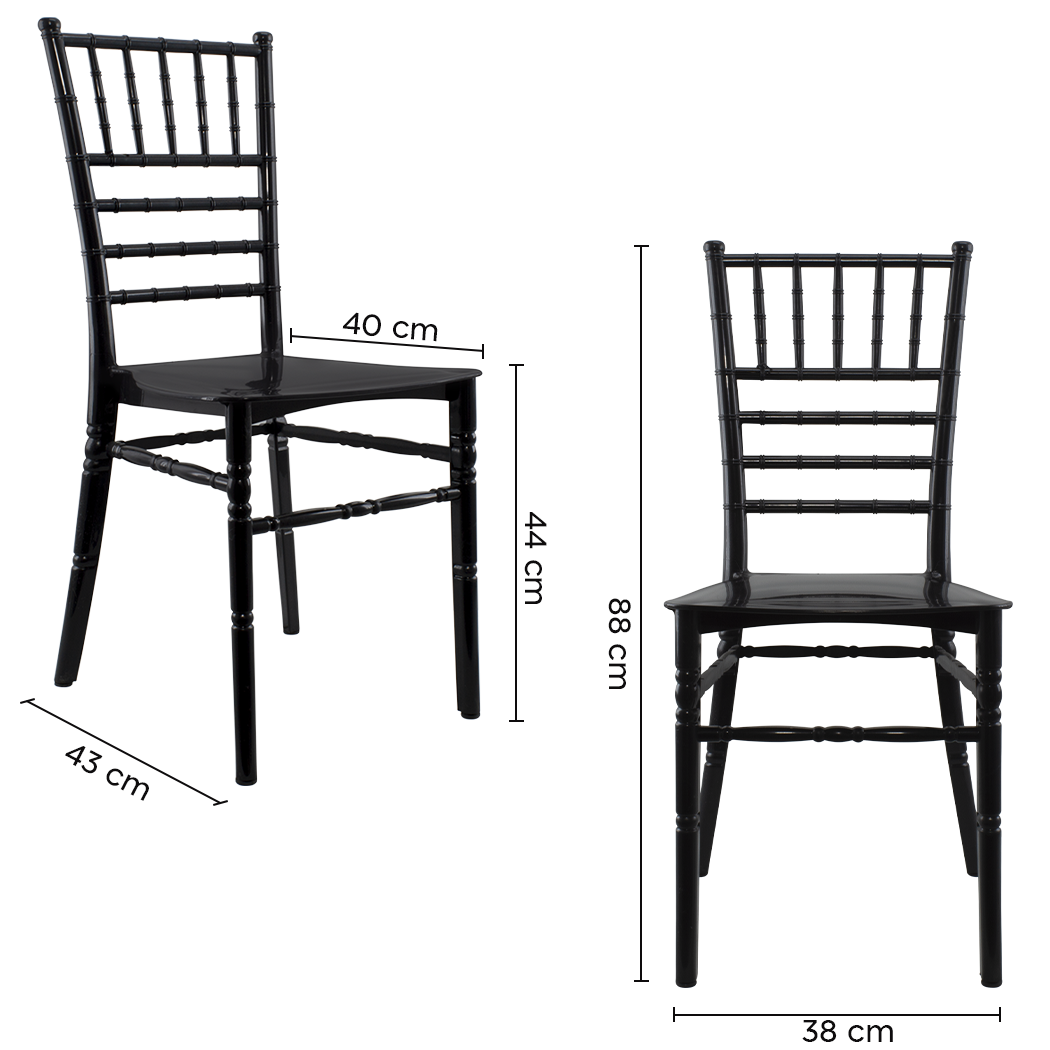 Ensemble de 2 chaises Chiavari noires au design vintage classique