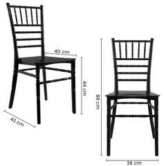 Ensemble de 2 chaises Chiavari noires au design vintage classique