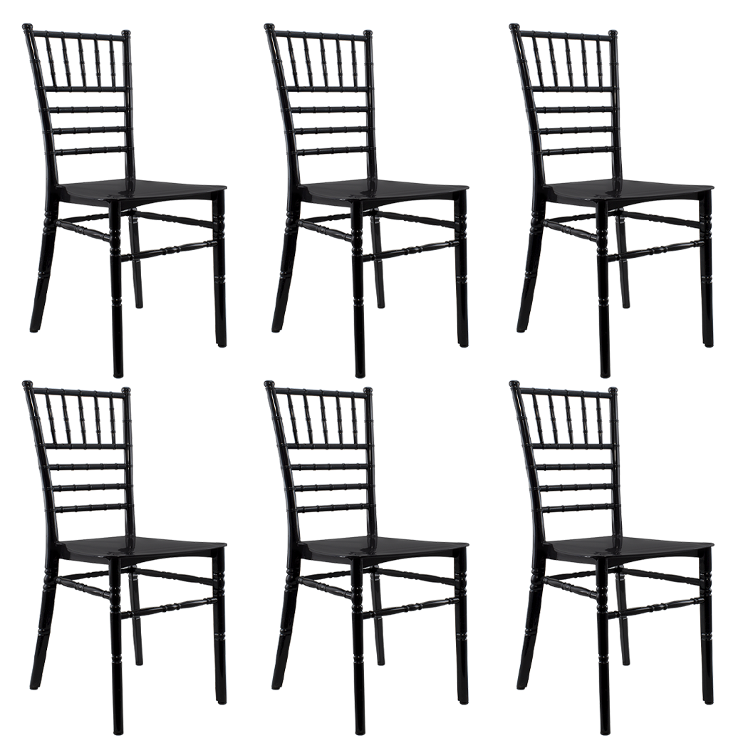 Ensemble de 6 chaises Chiavari noires au design vintage classique