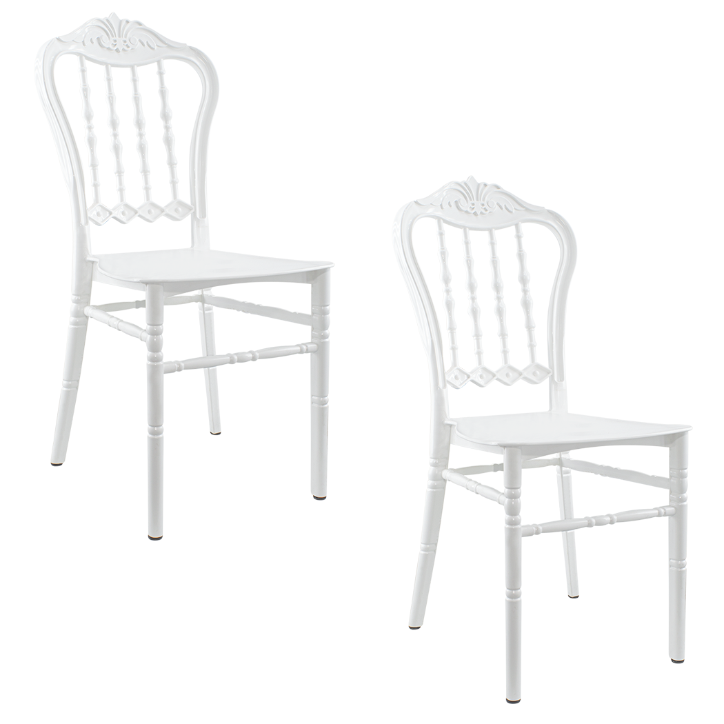 2 chaises blanches Emilia polypropylène au design adapté à la restauration