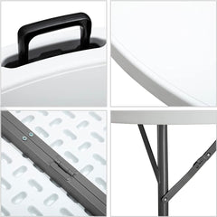 Table pliante ronde ASIA de 180 cm en résine blanche pour le service traiteur