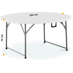 Table pliante ronde ASIA de 150 cm en résine blanche pour le service traiteur